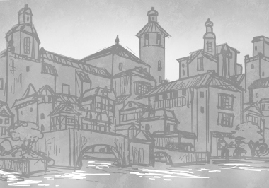 Romanesque Old City - sketch